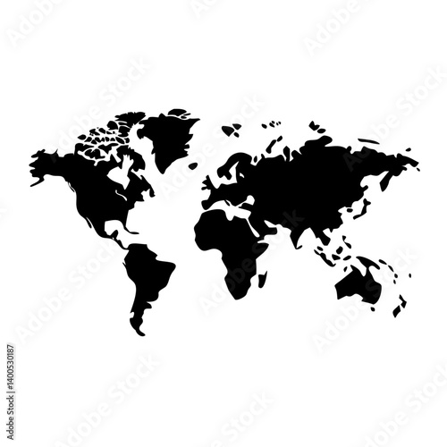 Fototapeta Naklejka Na Ścianę i Meble -  world map icon, world map silhouette vector illustration-simple silhouette illustration of world map, perfect for world map logos and icons