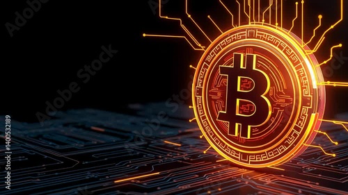 Digital Bitcoin Symbol with Futuristic Technology Background