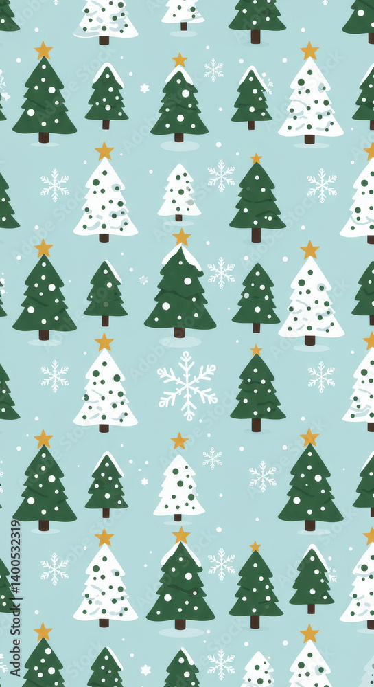 Christmas Tree Pattern: Festive Holiday Background with Snowflakes and Charming Trees! Christmas Tree Pattern: Festive Holiday Background with Snowflakes and Charming Trees!