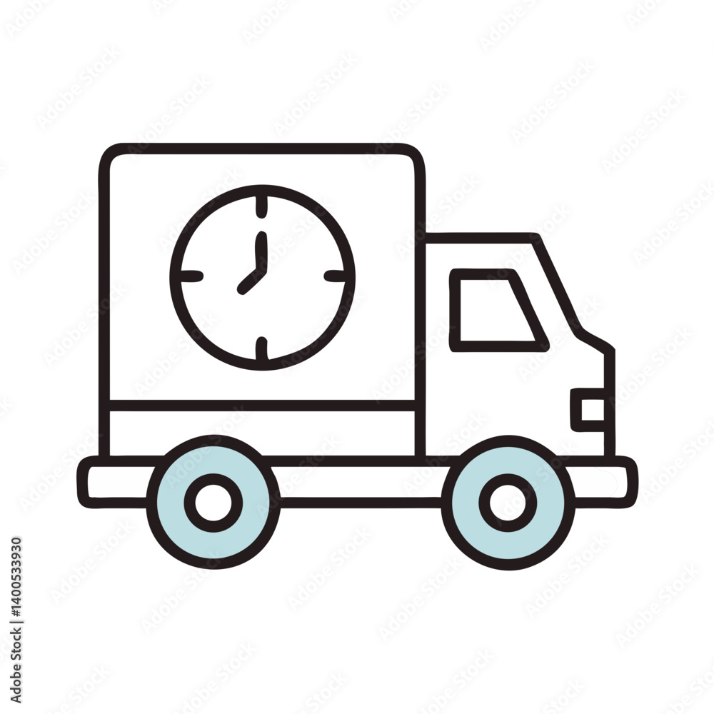 Delivery Truck with Clock Symbol Icon Design Delivery Truck with Clock Symbol Icon Design