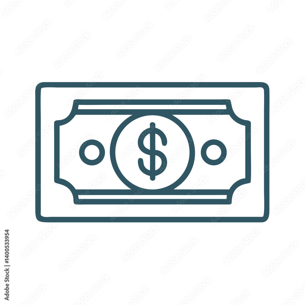 Dollar Bill Representing Food Payment Icon Design Dollar Bill Representing Food Payment Icon Design