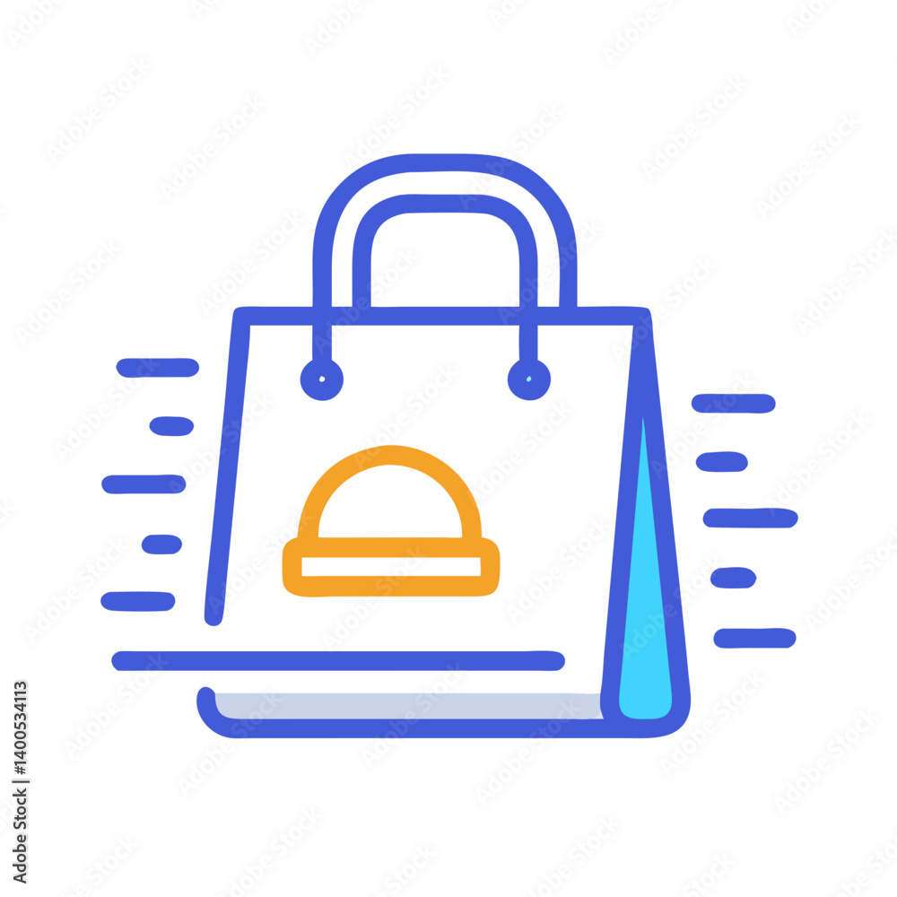 Fast Shopping Bag for Food Delivery Icon Design Fast Shopping Bag for Food Delivery Icon Design