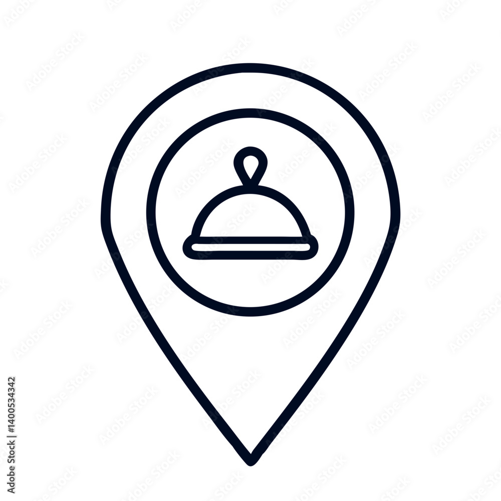 Location Pin with Food Service Symbol Icon Design Location Pin with Food Service Symbol Icon Design