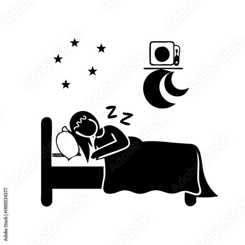 bedtime icon icon, bedtime icon silhouette vector illustration-simple silhouette illustration of bedtime icon, perfect for bedtime icon logos and icons