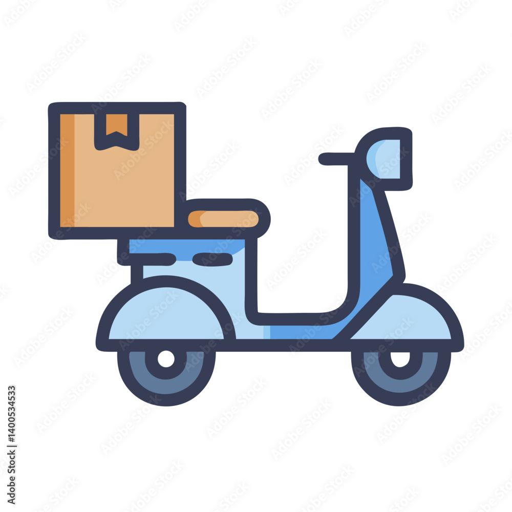 Scooter with Delivery Box Attached Icon Design Scooter with Delivery Box Attached Icon Design