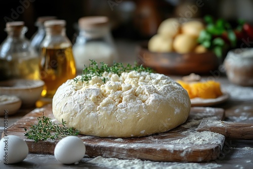 Homemade Pie Dough Preparation by Grandmother Baker Hands in Rustic Kitchen with Natural Ingredients