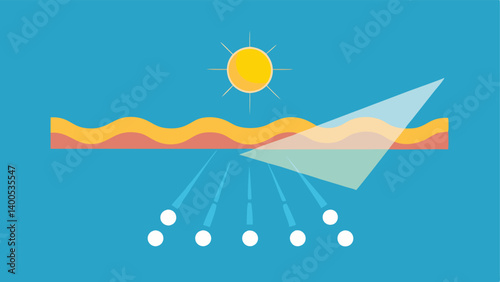 Light Reflection An illustration of light rays bouncing off smooth skin signifying the lightreflecting properties of nanotechnologyenhanced primers.