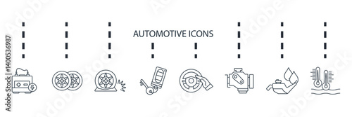 automotive icons set isolated on White Background Flat style design