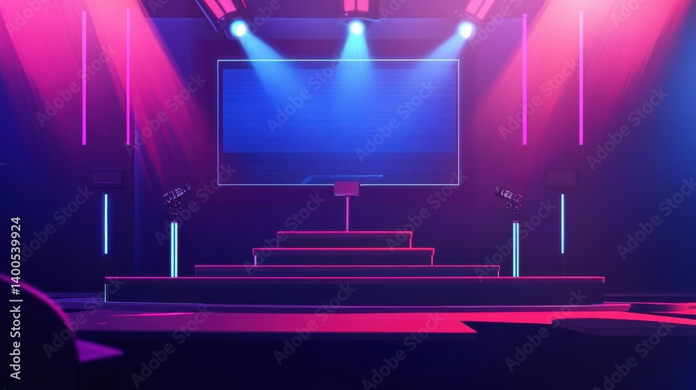 Live broadcast setup with microphone, countdown timer, and breaking news elements in an engaging studio environment