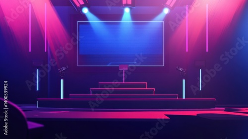 Obraz na płótnie Live broadcast setup with microphone, countdown timer, and breaking news elements in an engaging studio environment w salonie