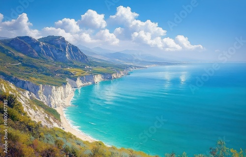 Gargano Coastline and Gulf of Manfredonia in Apulia Italy Scenic Landscape