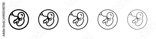 Baby in stomach icon Symbol mark in Outline style