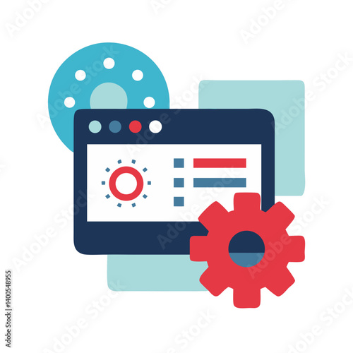 Icon representing website settings and customization in flat style  