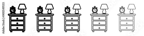 Bedside table icon Symbol mark in Outline style