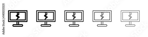 broken tv icon Symbol mark in Outline style