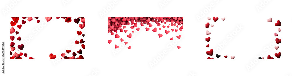 Heart shapes falling gently from above in a soft pink design Heart shapes falling gently from above in a soft pink design