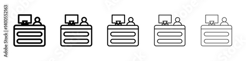 cashier table icon Symbol mark in Outline style