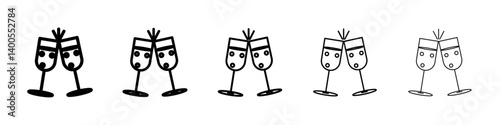 Clinking glasses icon Symbol mark in Outline style