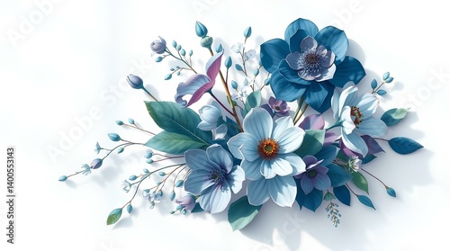 Serene Serenity: A Bouquet of Blue and Teal Flowers