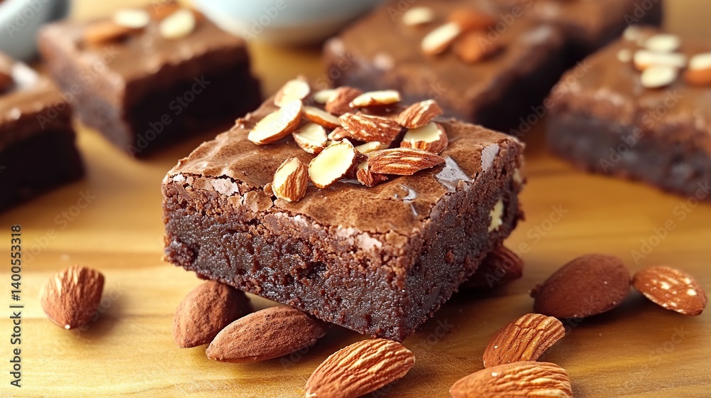 Moist and fudgy brownies topped with slivered almonds for a delicious crunch