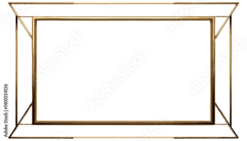 Minimalist gold frame with beveled corners and depth against black background
