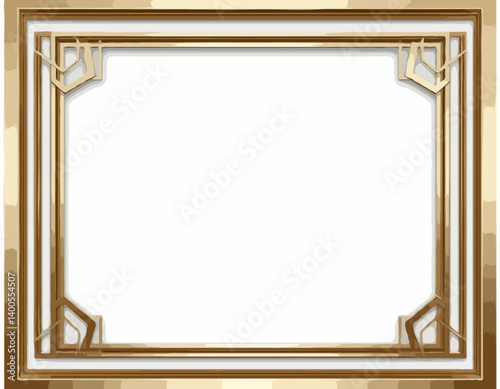  Close-up rectangular Art Deco frame with multiple gold layers for text or imagery [with copy space]