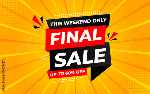 Final sale banner template vector design, Special offer final sale, Limited offer final sale tag. Final Sale Discount template for marketing promotion, retail, store, shop, online store, or website.