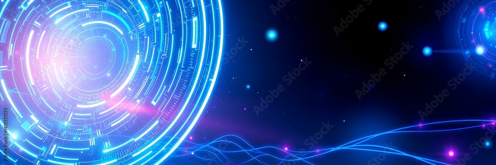 Obraz premium Cybernetic Orbit: A Futuristic Technological Interface