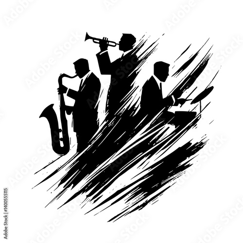 Jazz trio in dyanamic strokes art