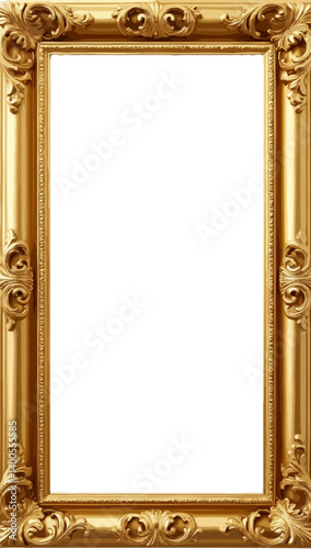 Ornate baroque style frame in gold for luxury display [with copy space]