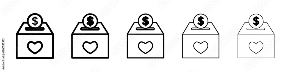 Donation box icon Symbol mark in Outline style Donation box icon Symbol mark in Outline style