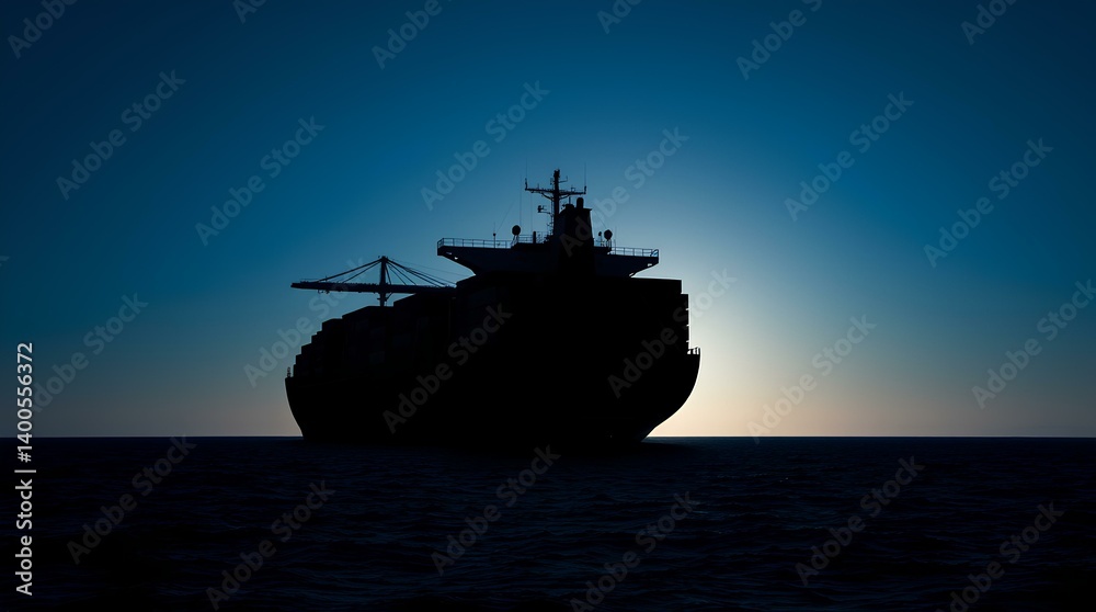 Maritime Silhouette: A Cargo Ship at Dusk Maritime Silhouette: A Cargo Ship at Dusk