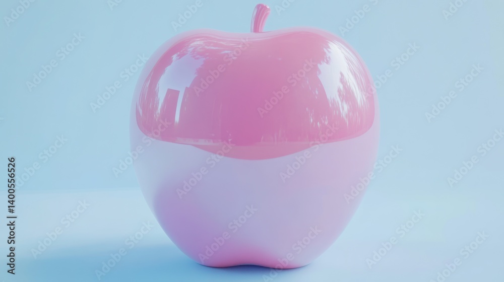 Obraz premium Pink Apple on Light Blue Background