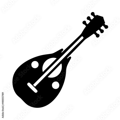 folk mandolin icon, folk mandolin silhouette vector illustration-simple silhouette illustration of folk mandolin, perfect for folk mandolin logos and icons