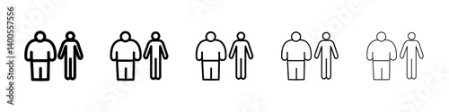 Fat and slim figure icon Symbol mark in Outline style