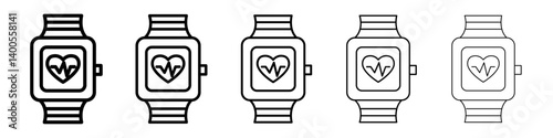 Fitness tracker smart watch icon Symbol mark in Outline style