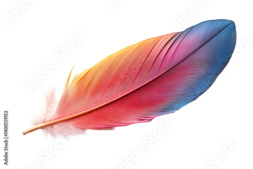 pink feather on white background