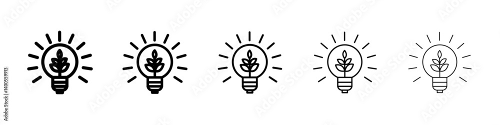 Green eco energy icon Symbol mark in Outline style