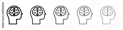 Human head with the brain icon Symbol mark in Outline style