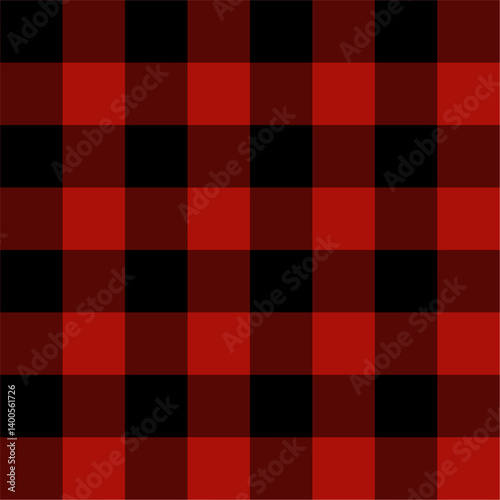 Seamless fabric texture pattern. Checkered background for plaid, dress, skirt, trousers in red and black colors.