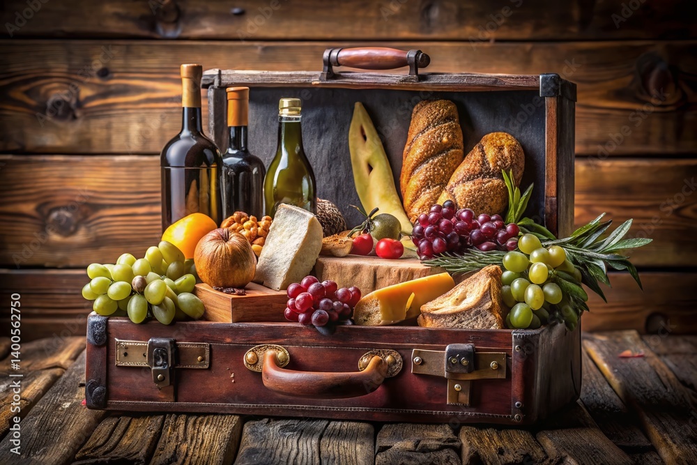 Delicious Travel Snacks: Packed Suitcase of Gourmet Food