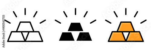 Gold Bar Icon Vector Set. Gold Bar Vector Icon in line style design. Symbol of Gold Bar. Vector illustration.