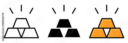 Gold Bar Icon Vector Set. Gold Bar Vector Icon in line style design. Symbol of Gold Bar. Vector illustration.