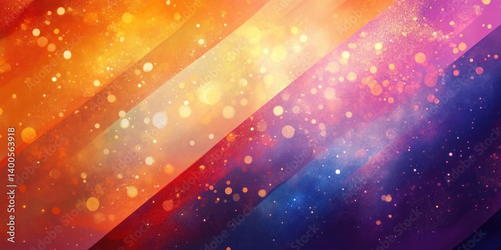 Colorful Abstract Background with Confetti and Disco Lights for Celebration and Party Design