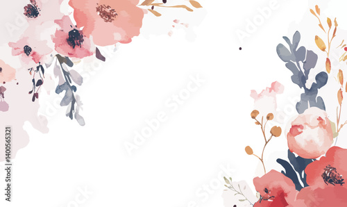 Elegant Wedding Timeline Menu Vector with Watercolor Floral Art and Calligraphy Design