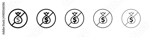 No money icon Symbol mark in Outline style