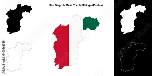 San Diego la Mesa Tochimiltzingo municipality (Puebla) outline map set