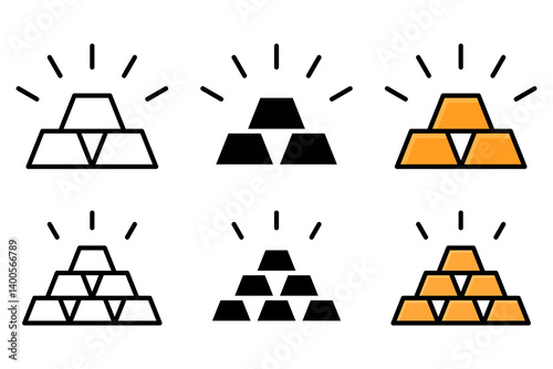 Gold Bar Icon Vector Set. Gold Bar Vector Icon in line style design. Symbol of Gold Bar. Vector illustration.