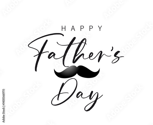 Happy Father's Day 2025 creative logo design. To the best Dad ever - calligraphic greeting card with mustache and text. Vector illustration