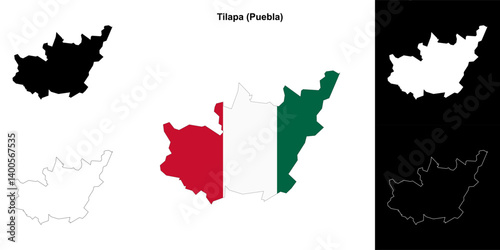 Tilapa municipality (Puebla) outline map set